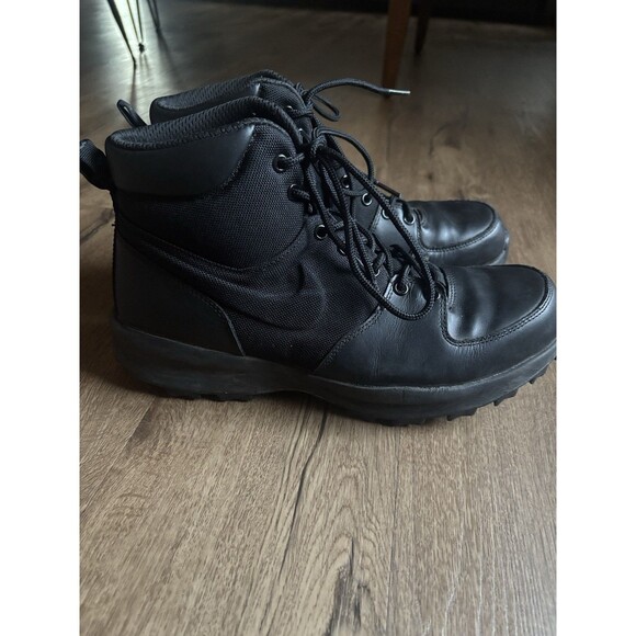 Nike Manoa TXT Water Resistant Men Leather Boot Size 11.5 Black 456975 001 - Picture 1 of 5